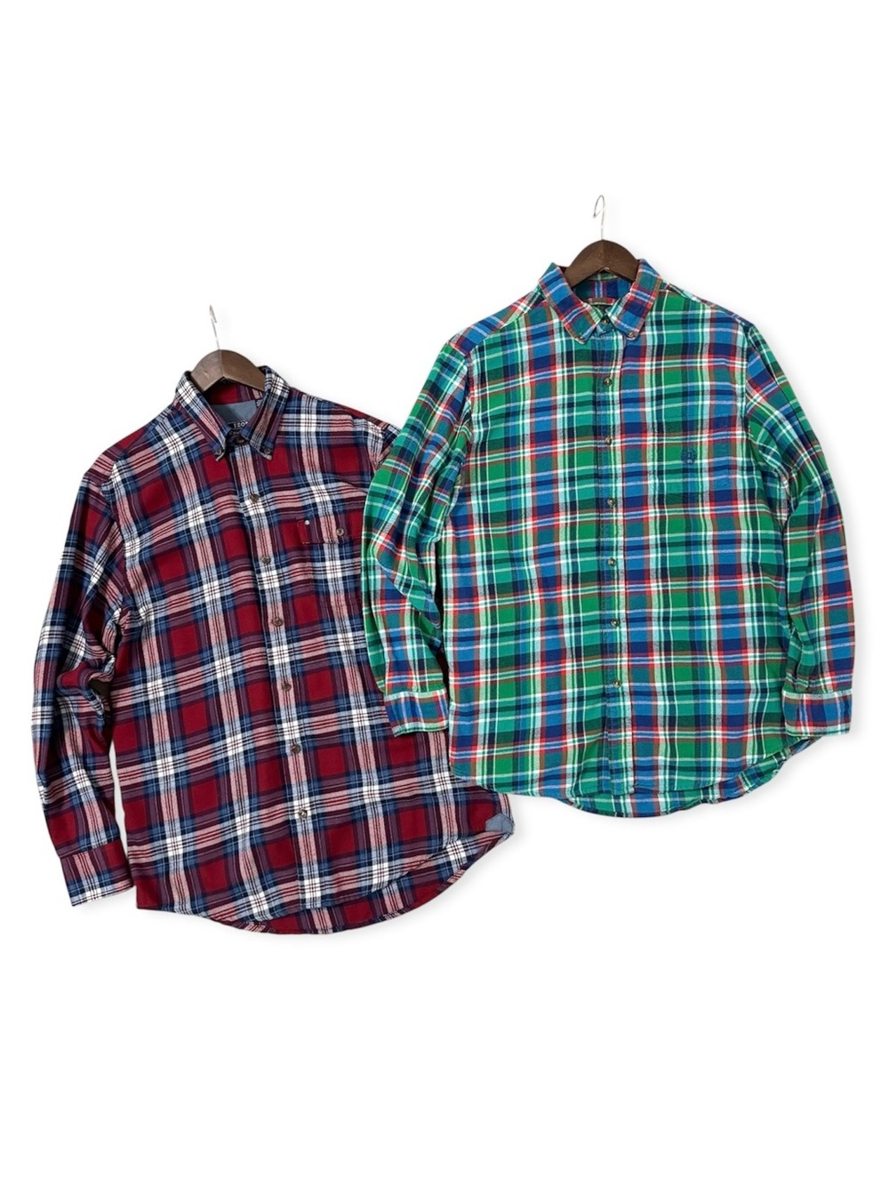 IZOD & Chaps Plaid Flannel Shirt Button Down Lot Red Green